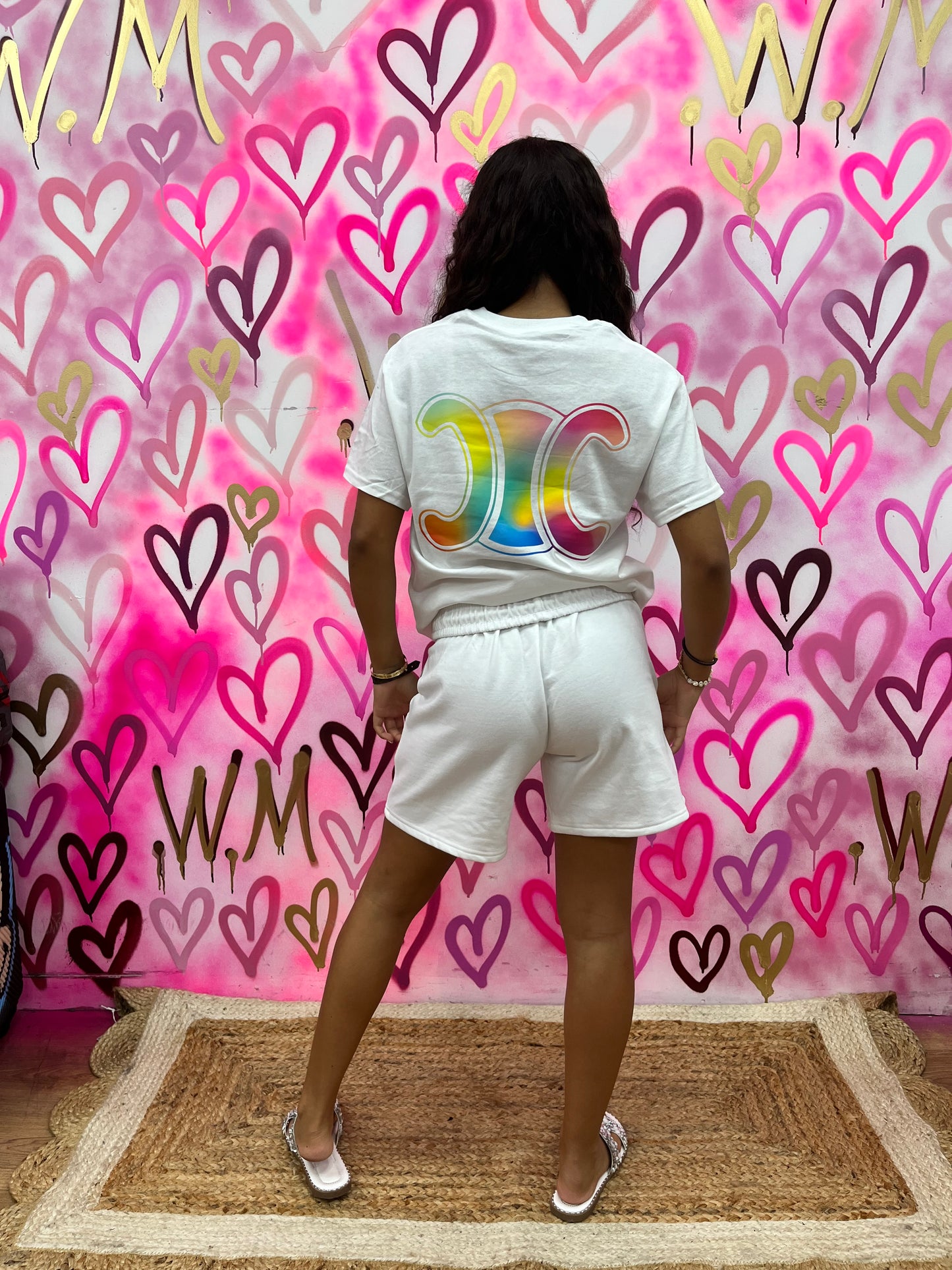 CiCi “Rainbow” White T-Shirt Shorts Set