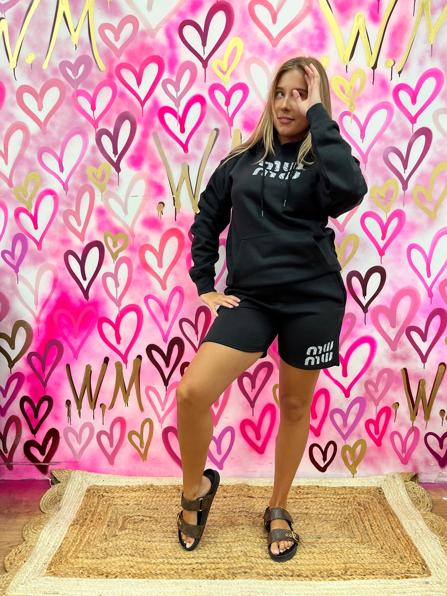 MW “Zebra” Black Hoodie Short Set
