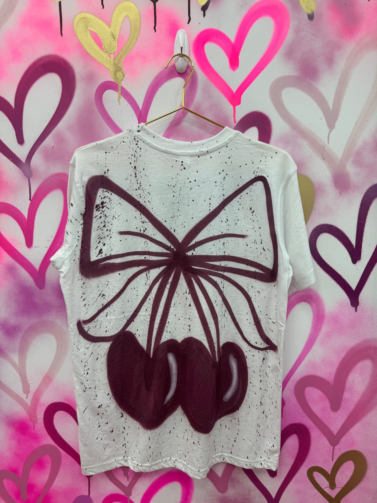 Cherry Bow “Burgundy” - White T-Shirt