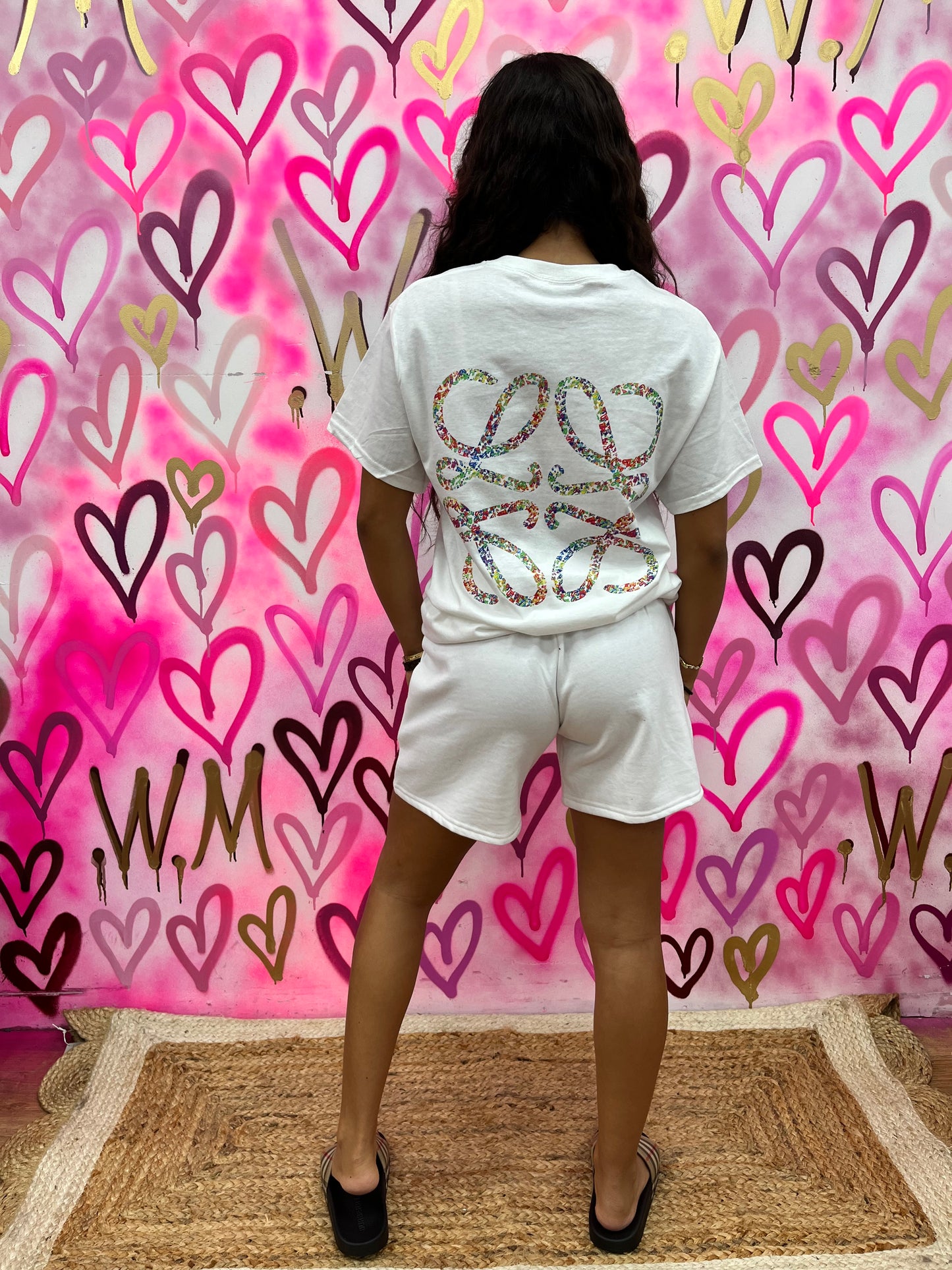 Lola “Multi-Colour Hearts” White T-Shirt Shorts Set