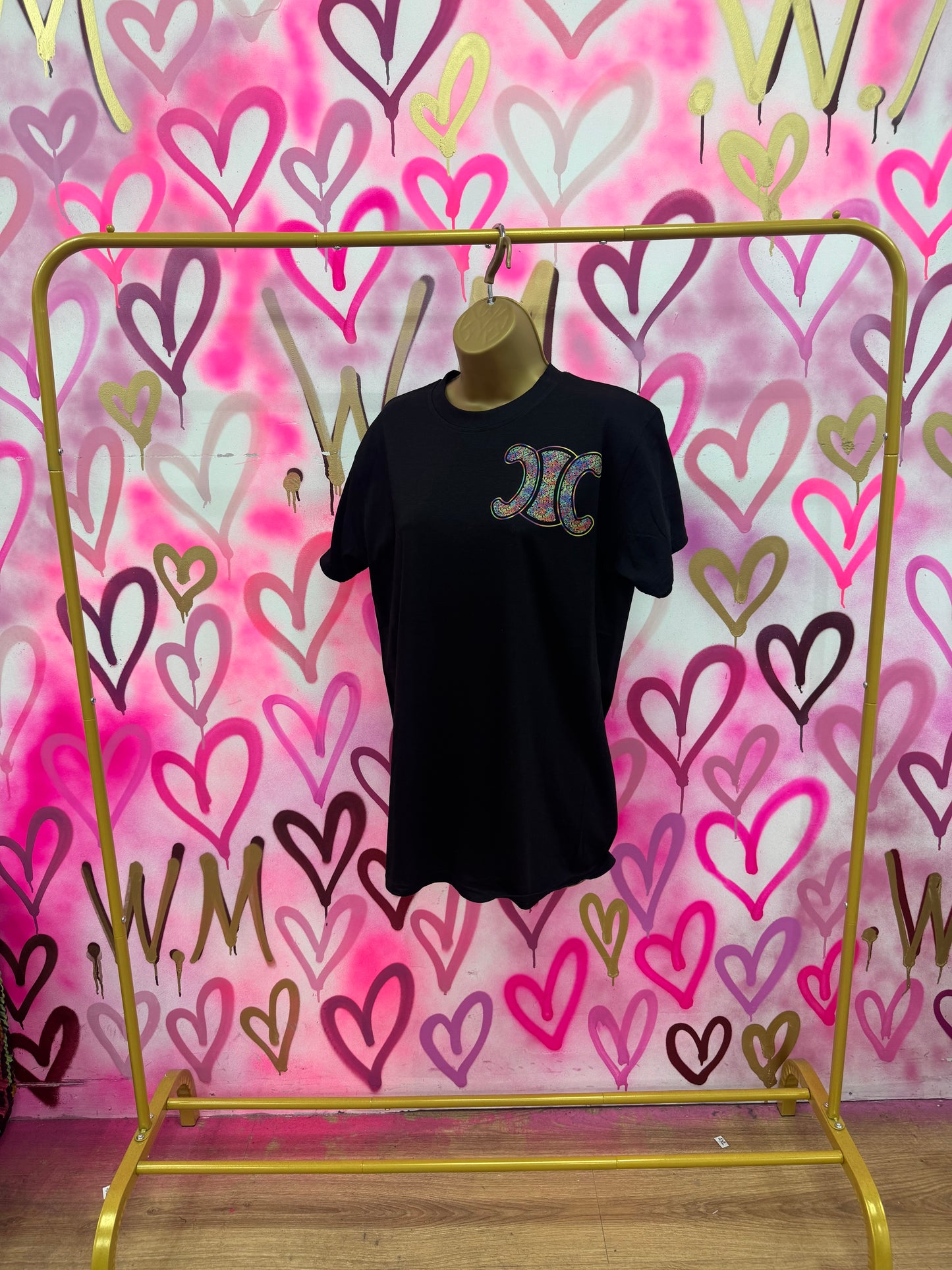 CiCi “Rainbow Hearts” Black T-Shirt