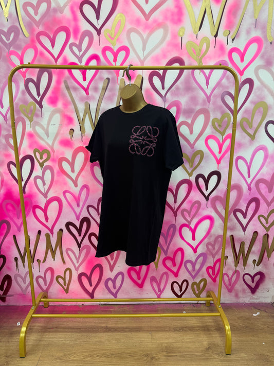 Lola “Pink Hearts” Black T-Shirt