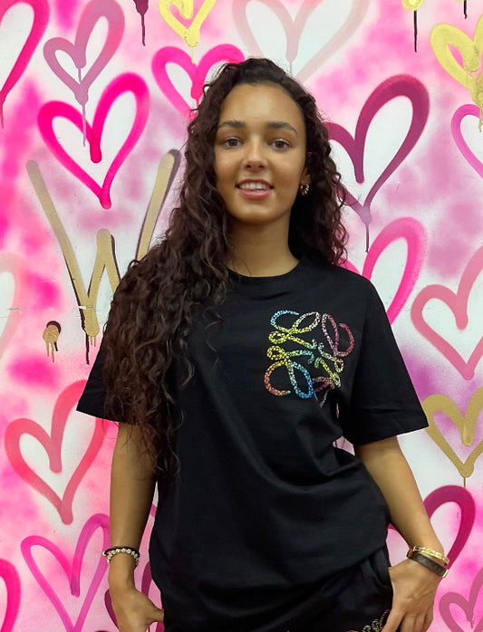 Lola “Rainbow Hearts” Black T-Shirt