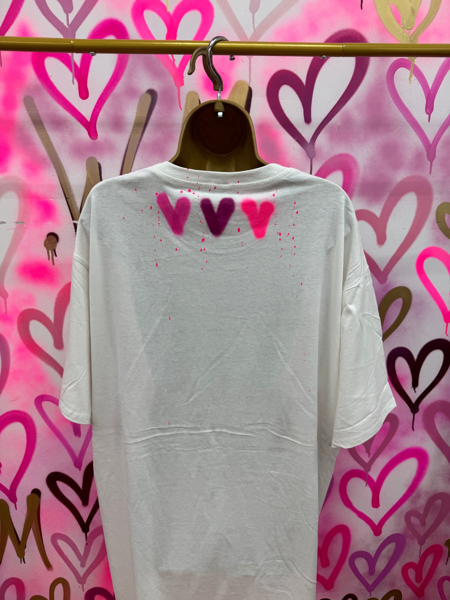 Drip City “Raspberry & Neon Pink” - White T-Shirt