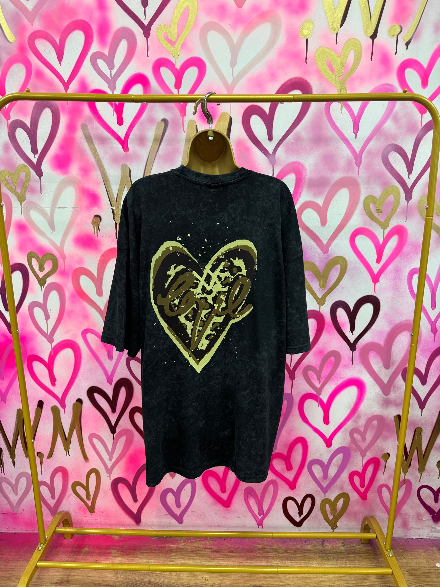Love Heart “Leopard Print” - Acid Wash T-Shirt