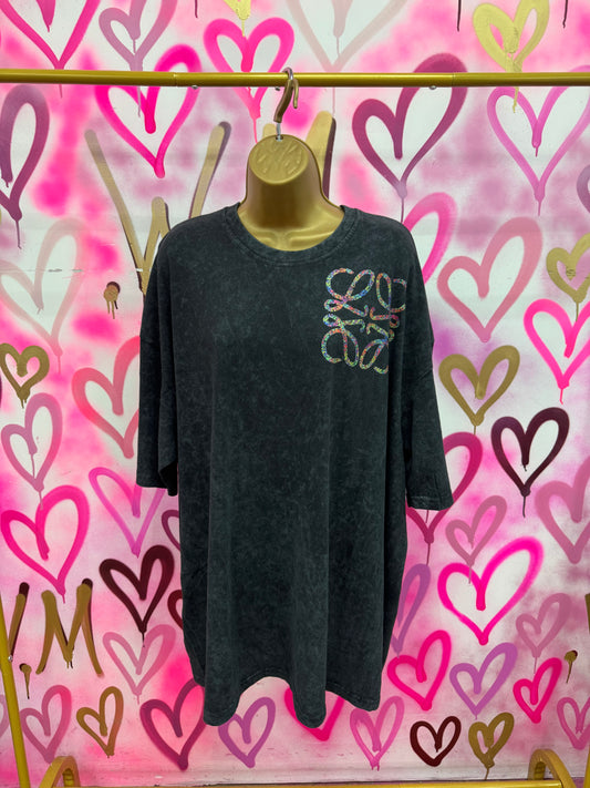 Lola “Rainbow Hearts” - Acid Wash T-Shirt