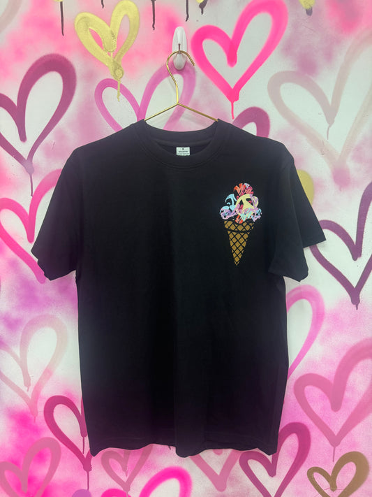 Ice Cream “Pastels Collage” - Black T-Shirt
