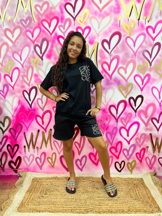 Lola “Multi-Colour Hearts” Black T-Shirt Set