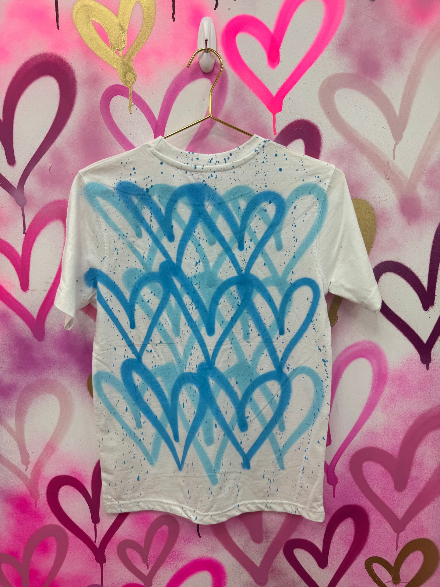 Love Hearts “Sky Blue” - White T-Shirt