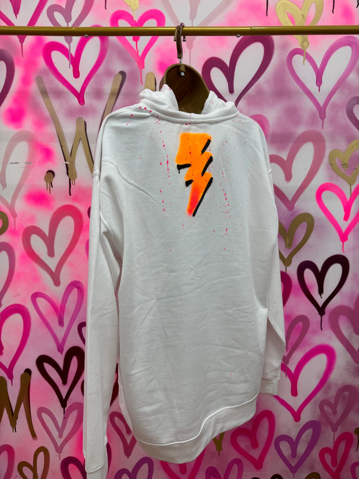 Dion “Neon Pink & Orange” - White Hoodie