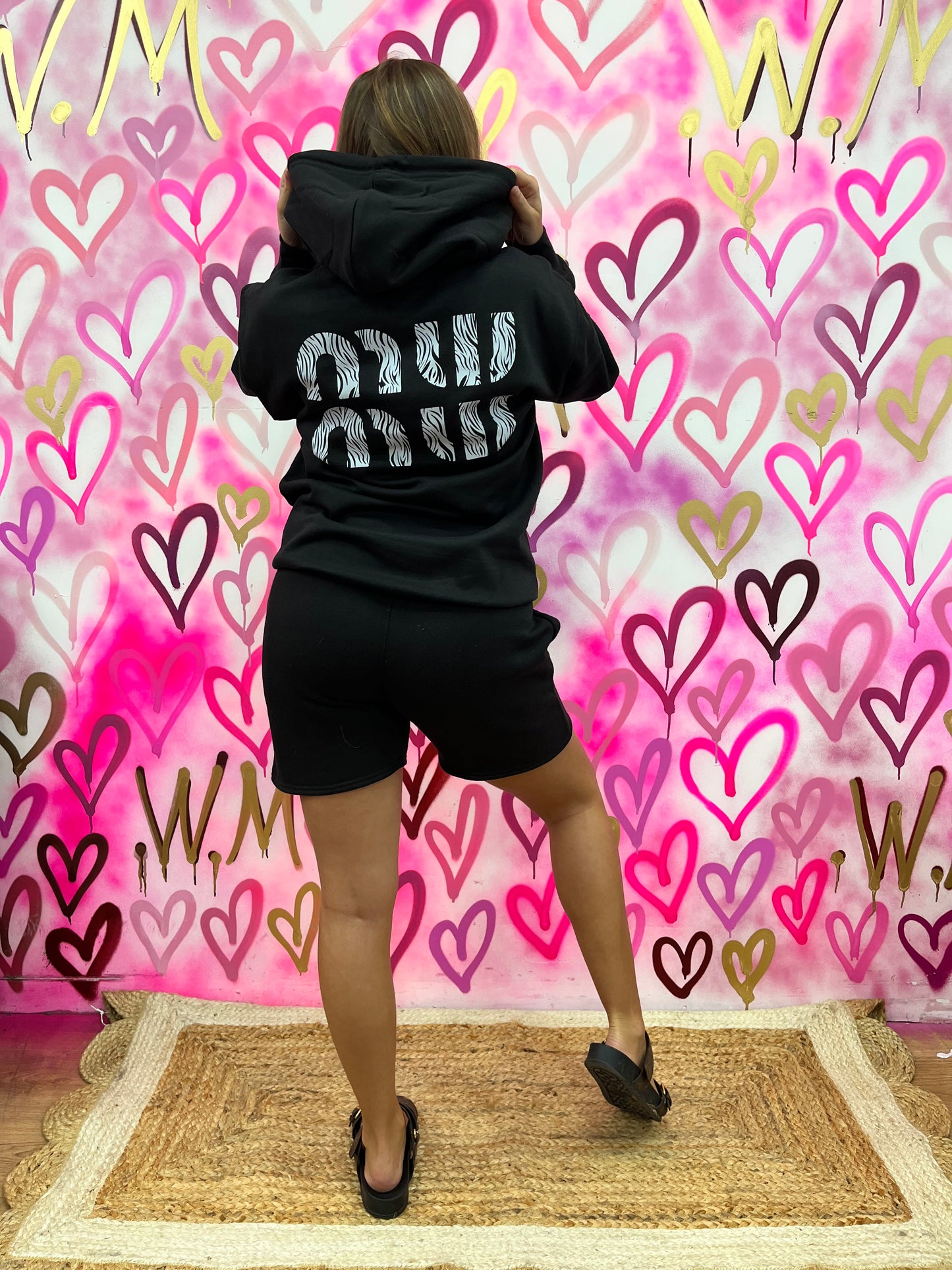 MW “Zebra” Black Hoodie Short Set