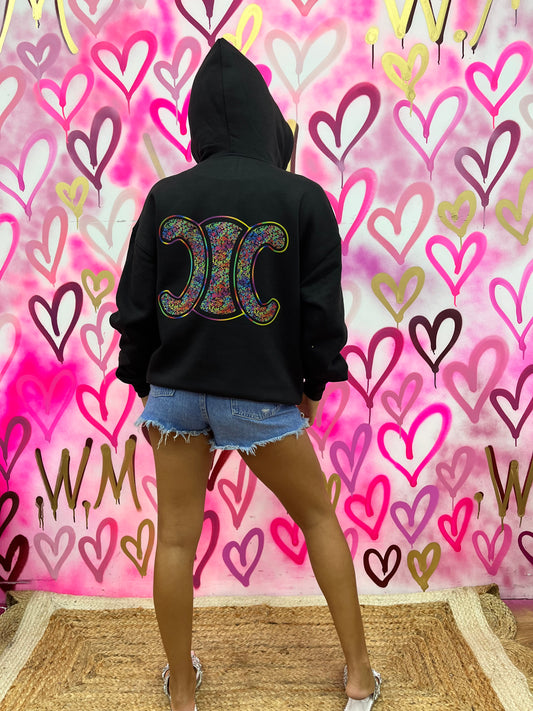 CiCi “Rainbow Hearts” Black Hoodie