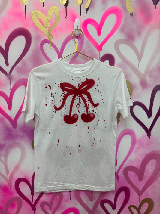 Cherry Bow “Red” - White T-Shirt