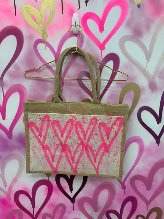 Love Hearts “Neon Pink” - White T-Shirt