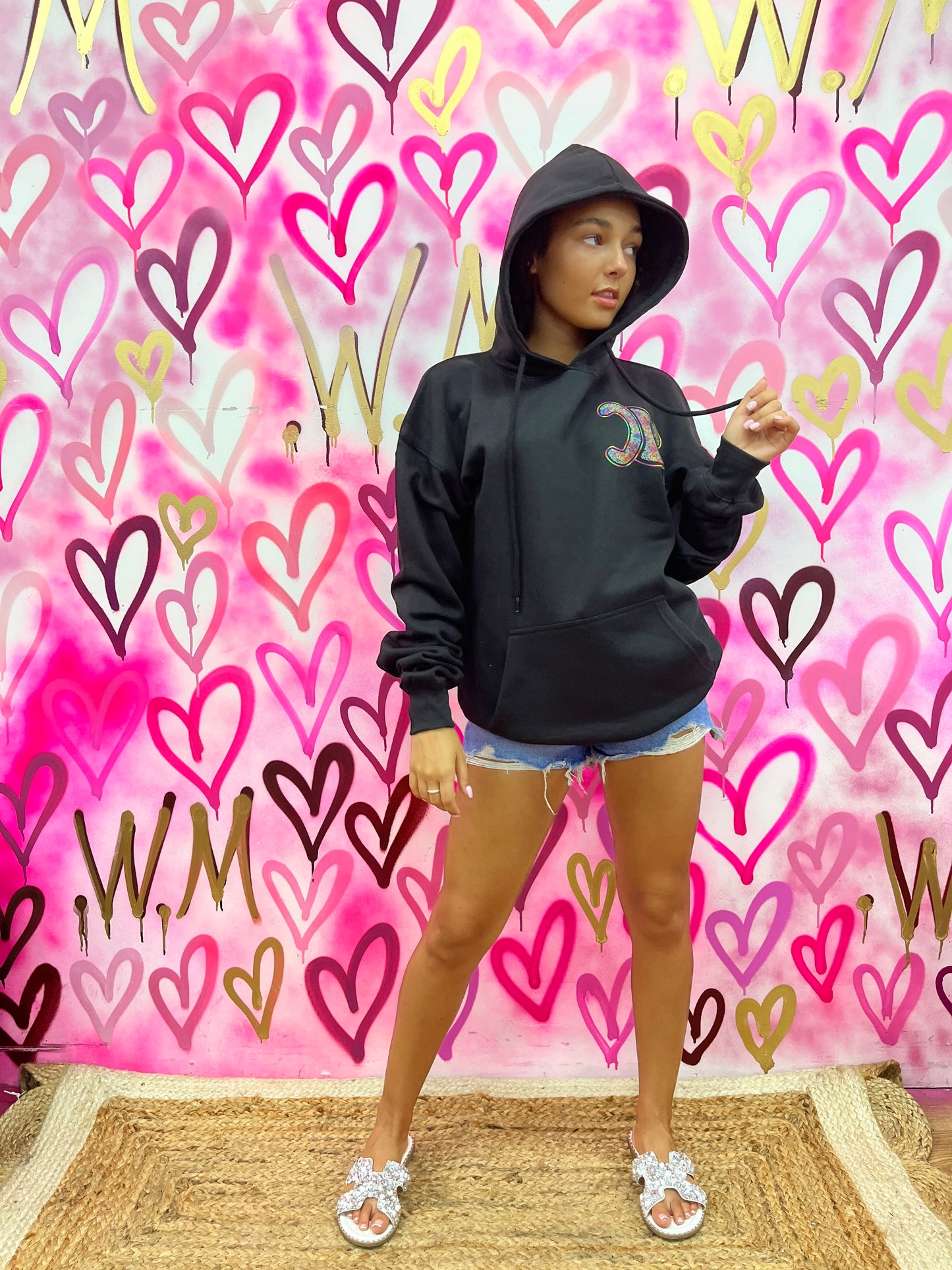 CiCi “Rainbow Hearts” Black Hoodie