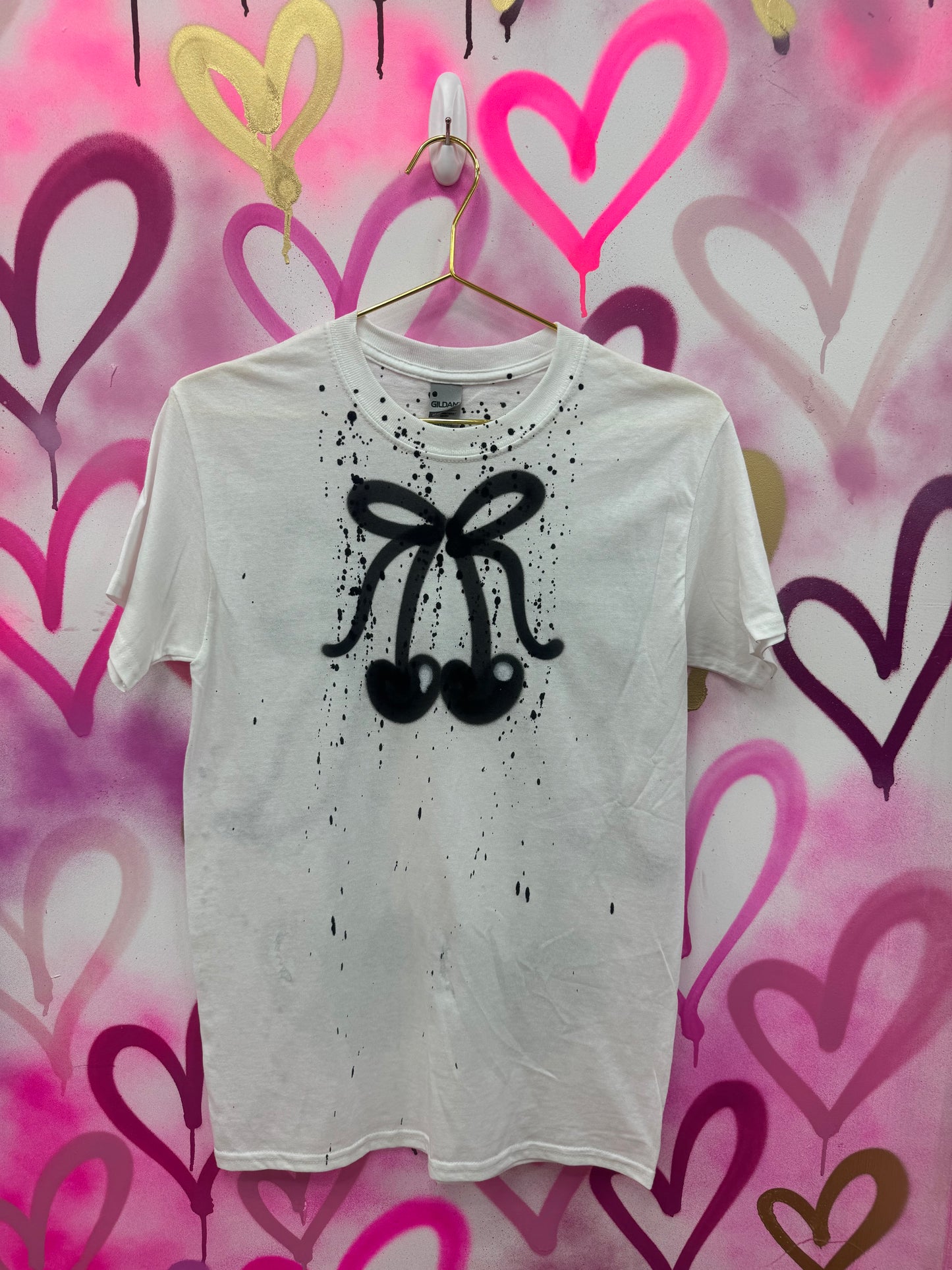 Cherry Bow “Black” - White T-Shirt