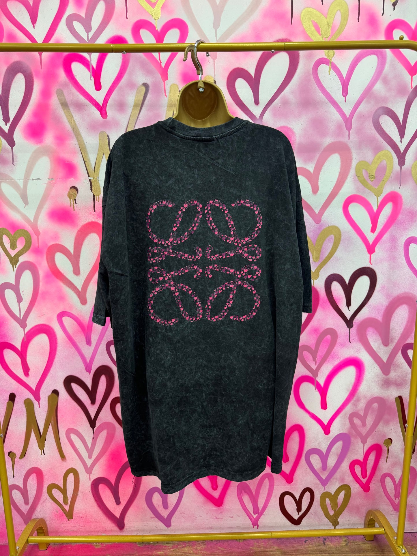 Lola “Pink Hearts” - Acid Wash T-Shirt
