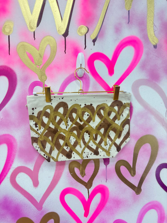 Love Hearts “Brown & Gold” - Pouch