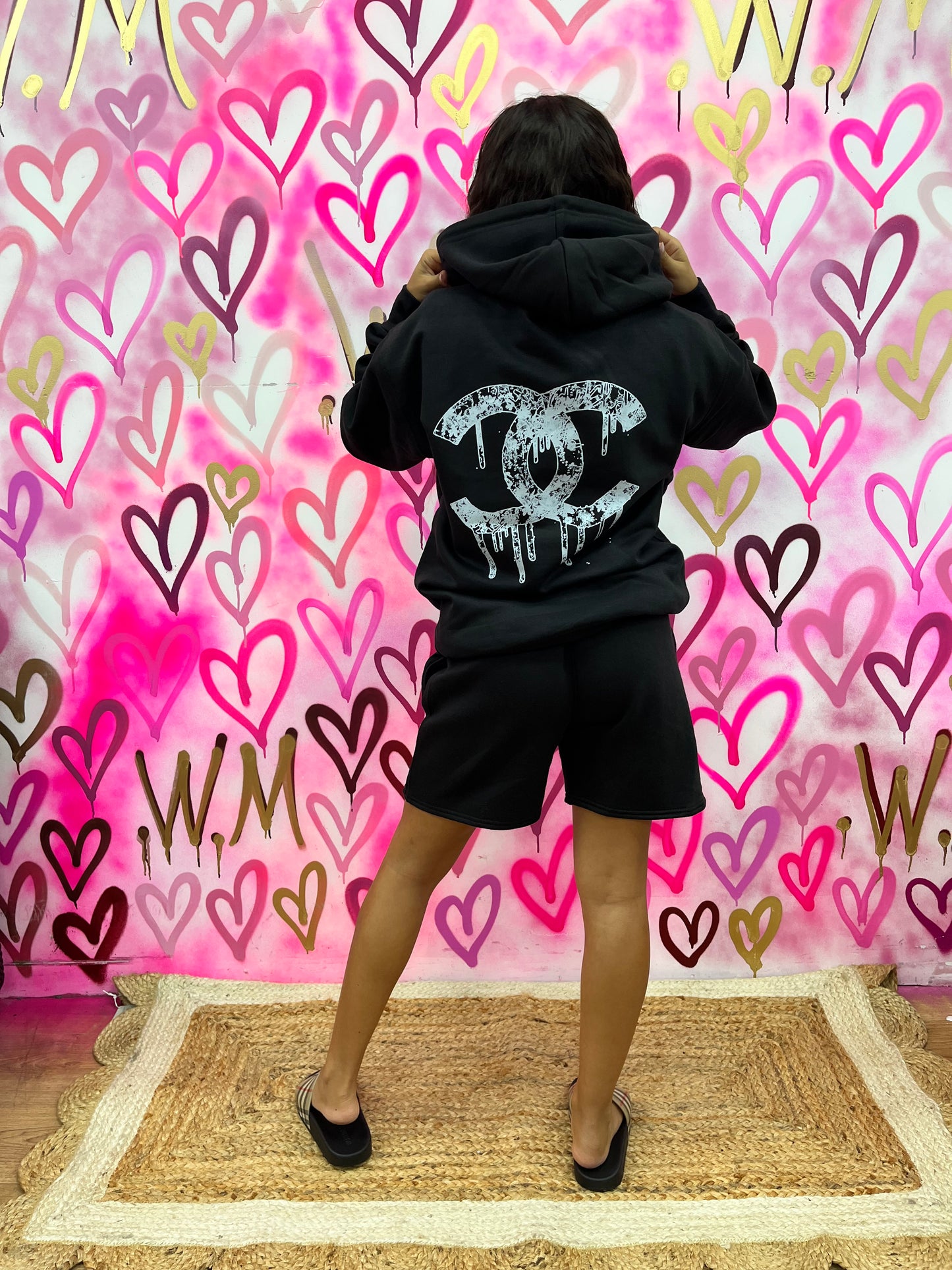 Drip City “White Flowers” Black Hoodie