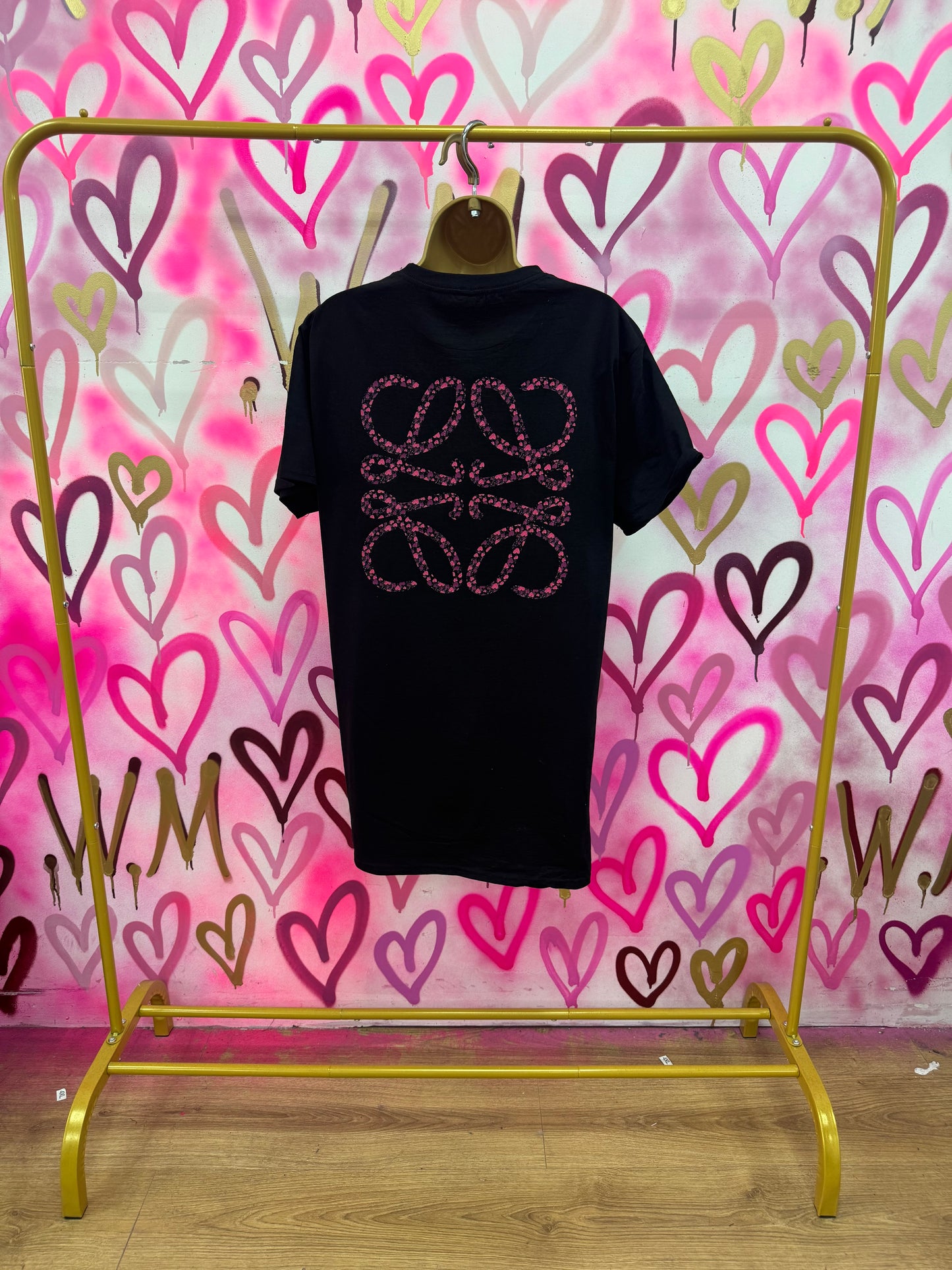 Lola “Pink Hearts” Black T-Shirt