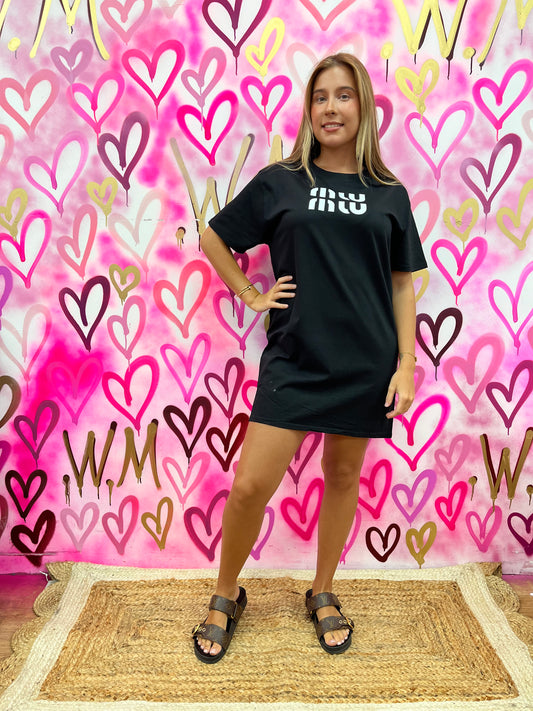 MW “White” Black T-shirt Dress