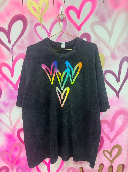 Love Hearts “Rainbow Gradient” - Acid Wash T-Shirt