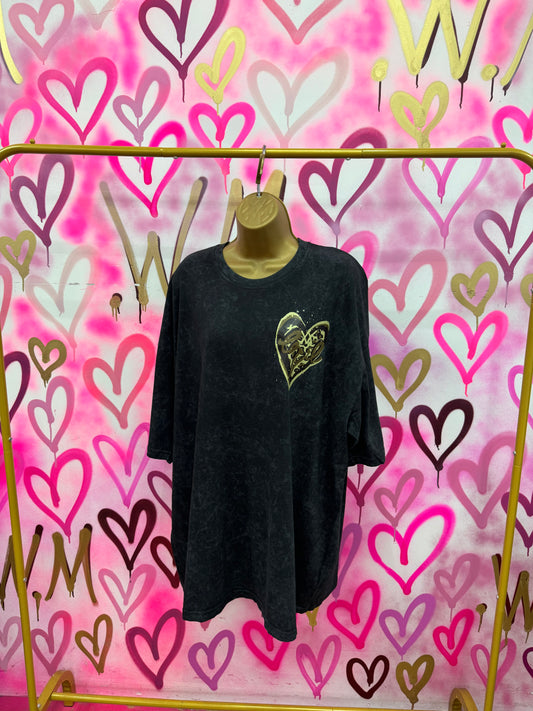 Love Heart “Leopard Print” - Acid Wash T-Shirt
