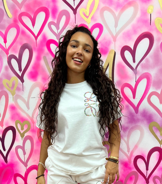 Lola “Multi-Colour Hearts” White T-Shirt