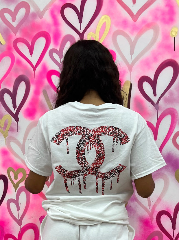 City Drip “Black & Red Hearts” White T-Shirt