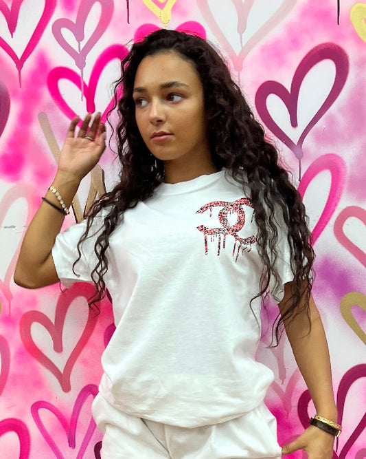 City Drip “Black & Red Hearts” White T-Shirt