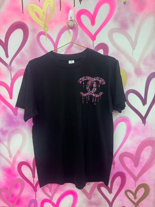 Drip City “Pink Collage” - Black T-Shirt