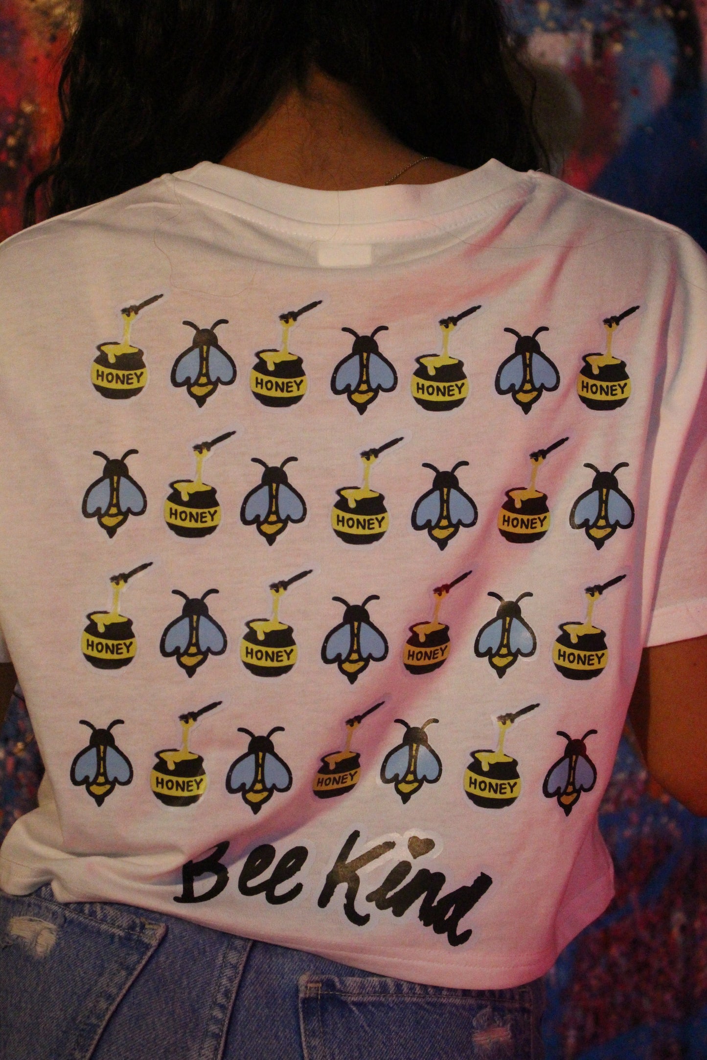 "Bee Kind" White Crop Top