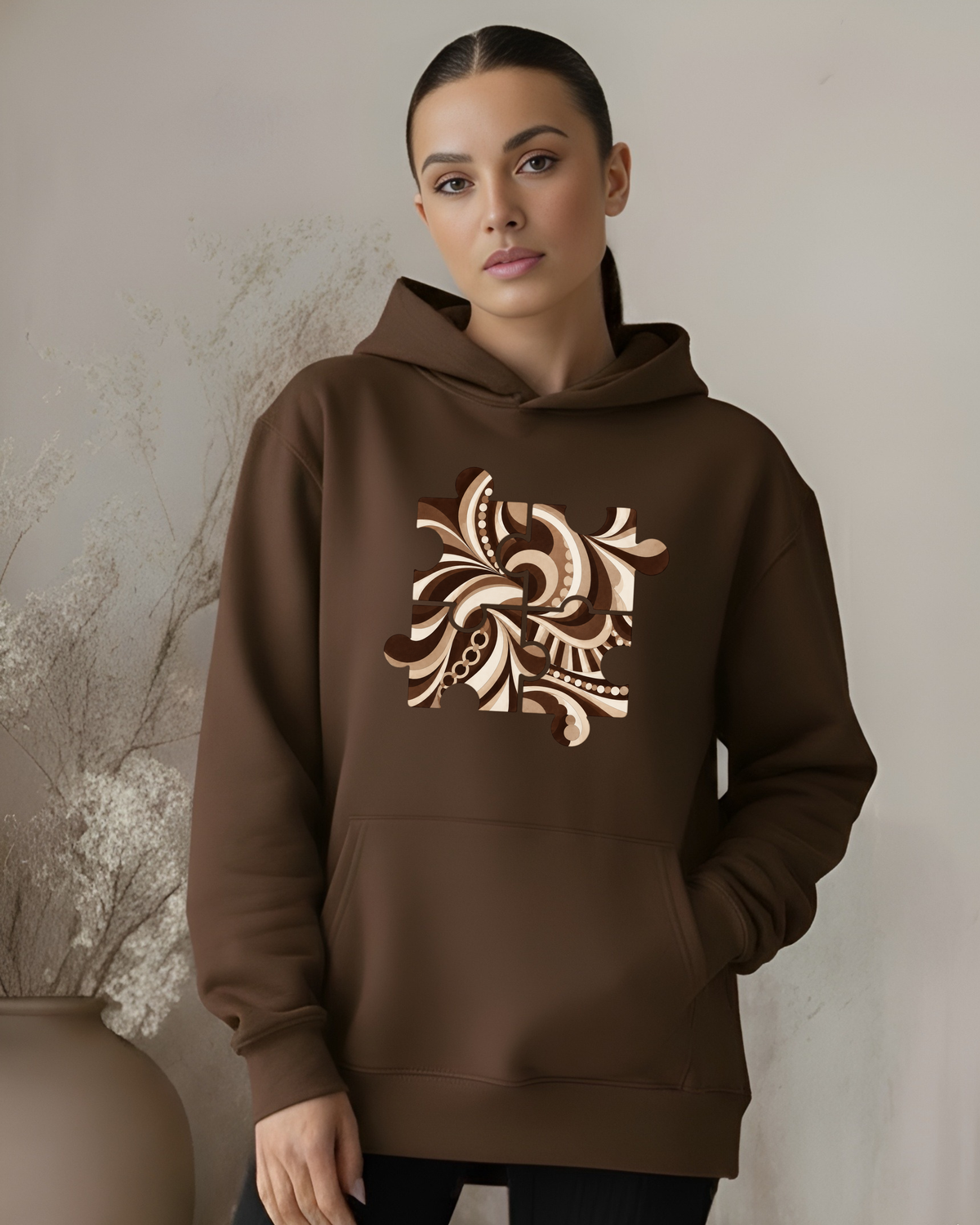 Puzzle Print Oversized Hoodie