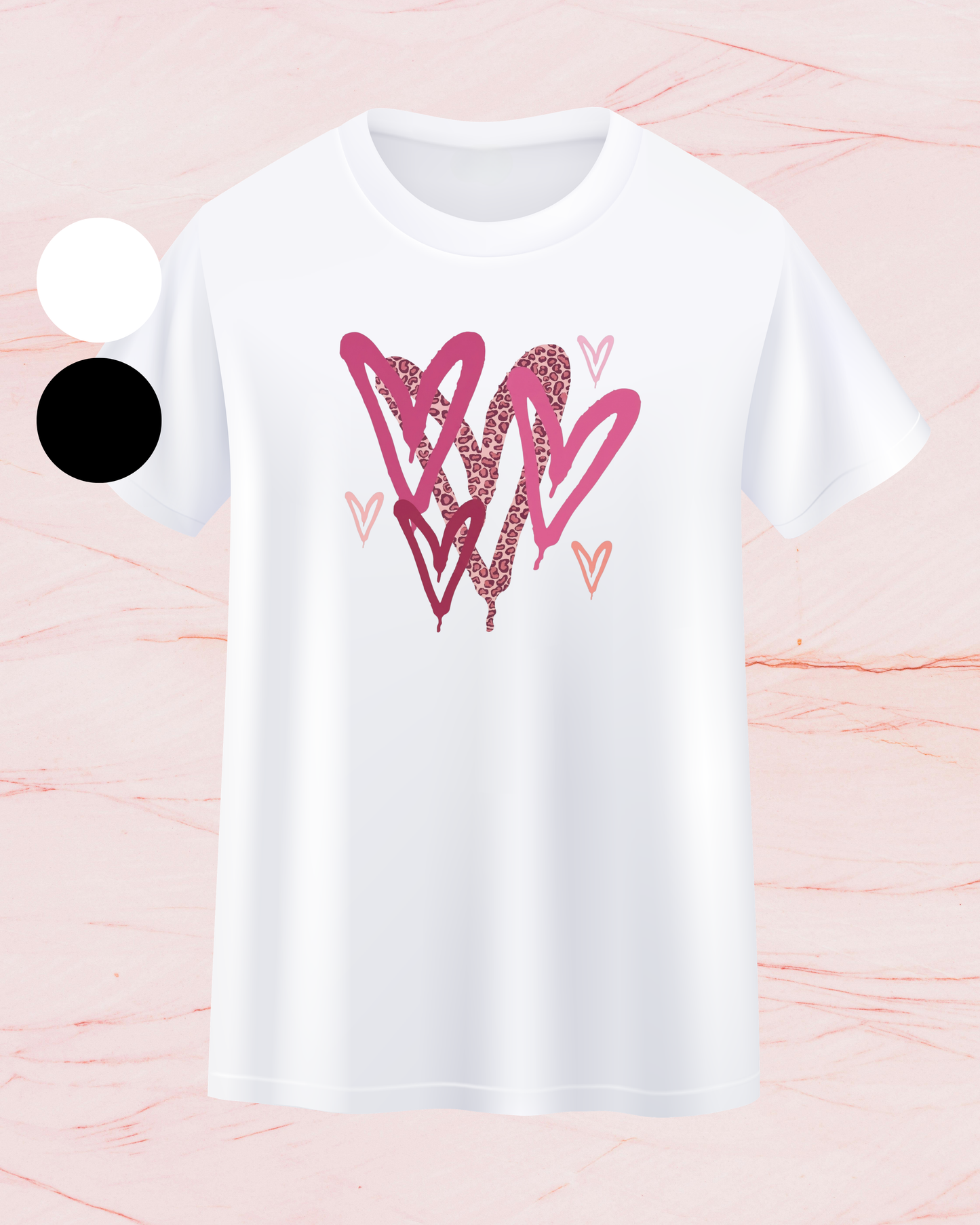 MW Pink Leopard Hearts - Print T-shirt
