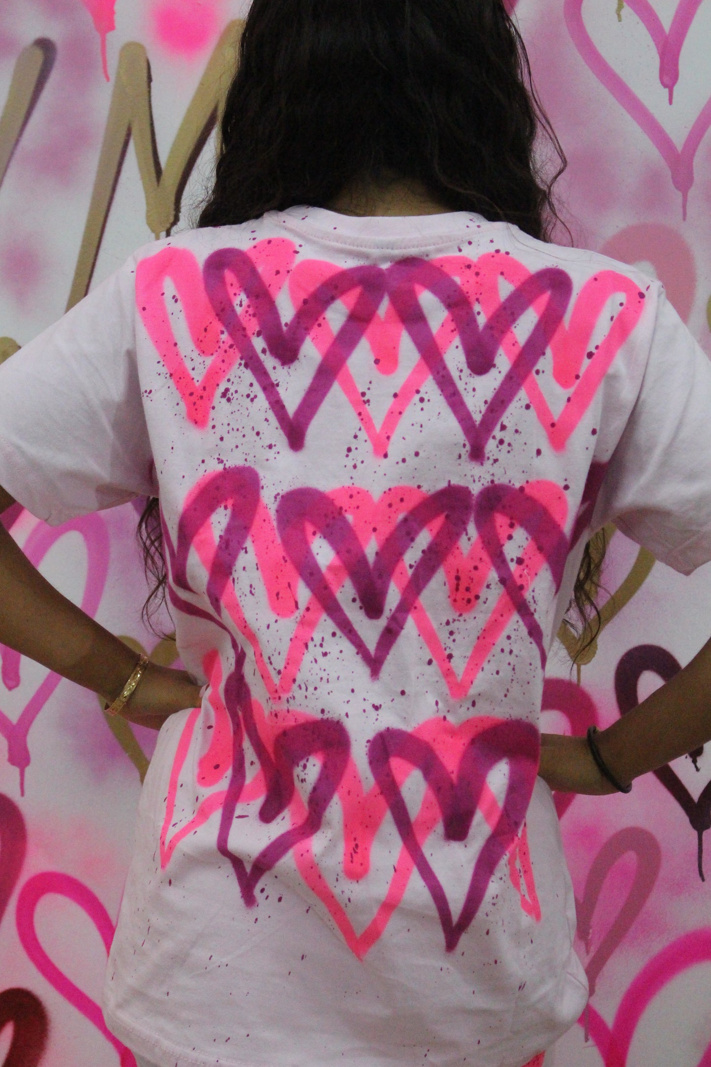 Graffiti "Hearts" - Neon Pink & Purple - Pink Shorts Set