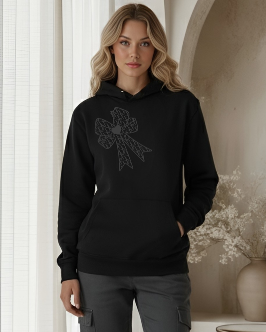 "Grey Dion Bow" - Black Hoodie