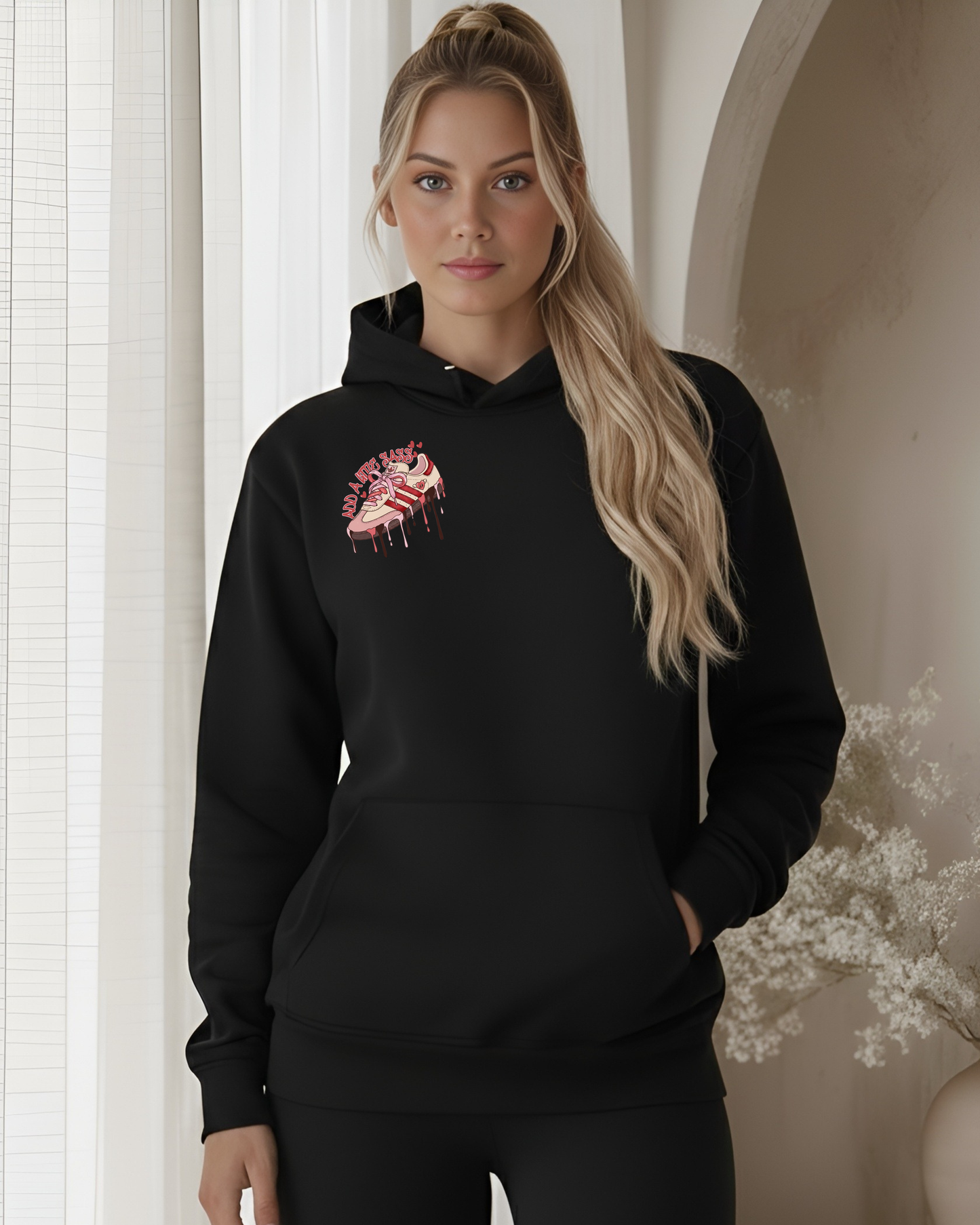 "Add a Little Sass" on Black Hoodie