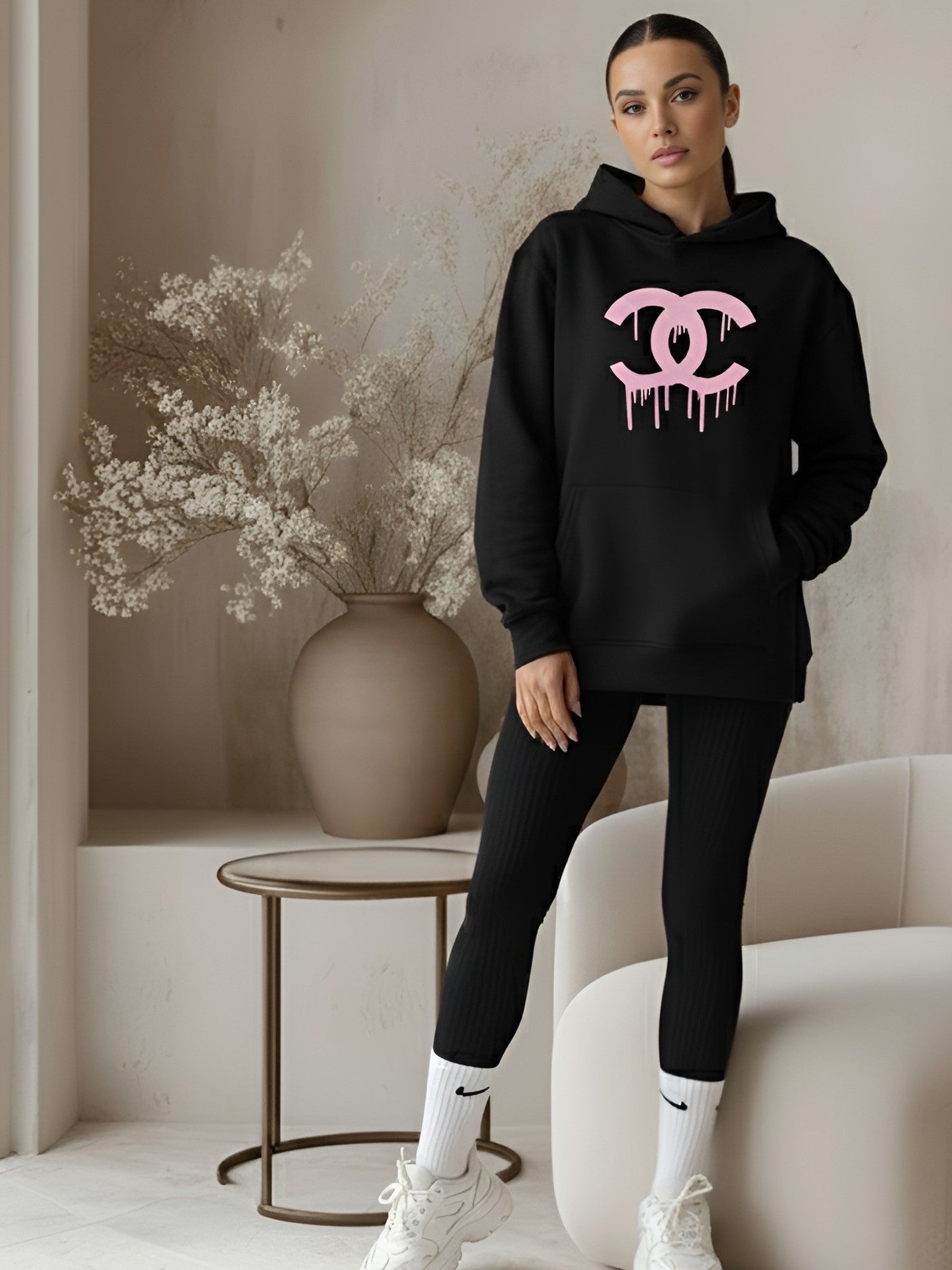 "City Drip" Pink - Black Hoodie