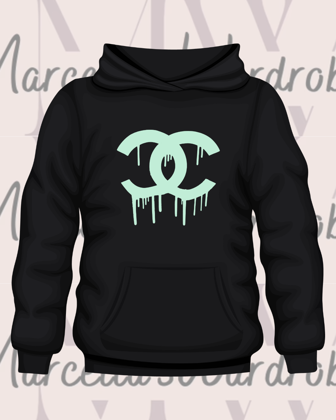 "City Drip" Mint Green - Black Hoodie