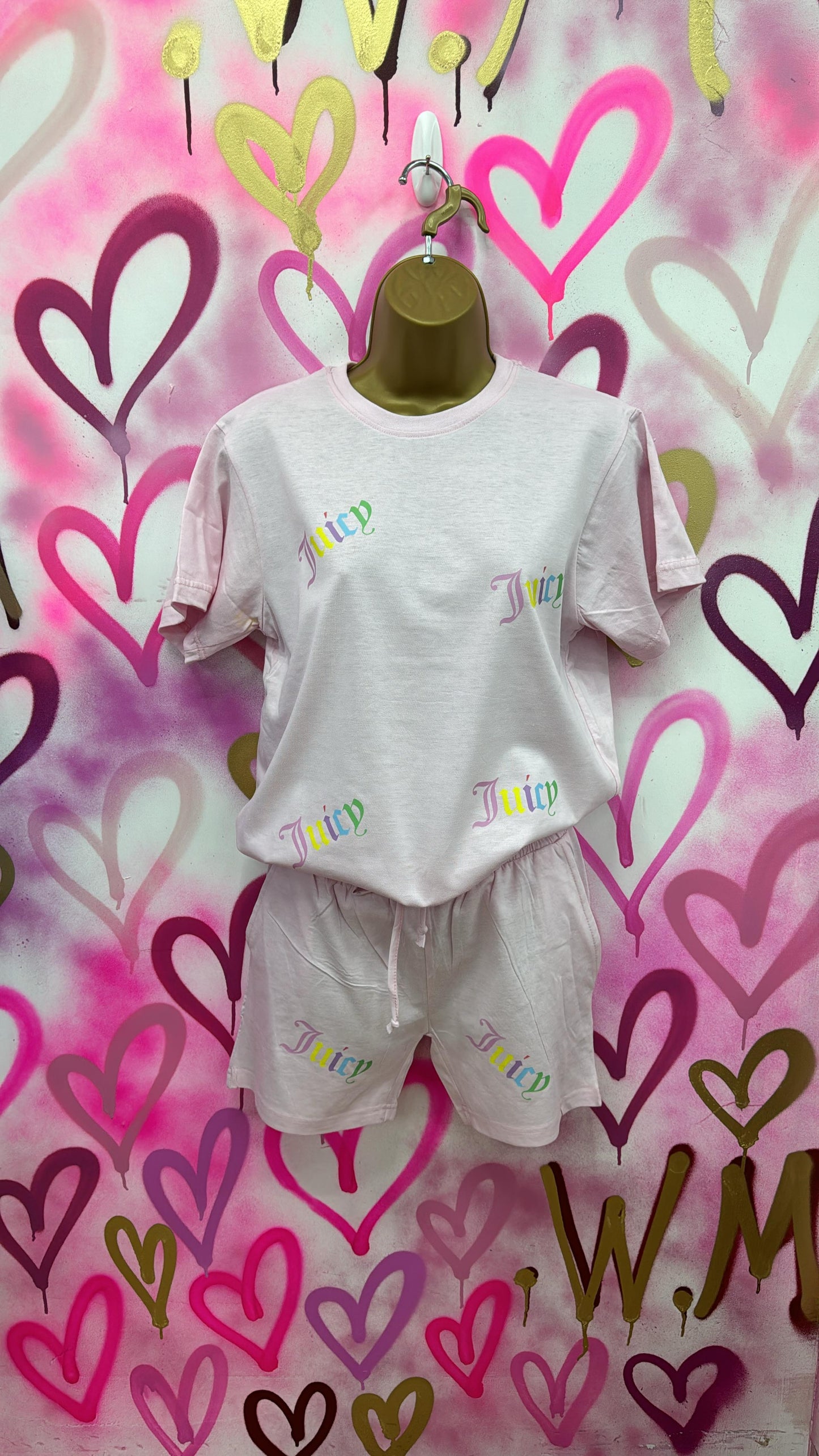 "Lucy" - Multicolour - Pink T-shirt Shorts Set