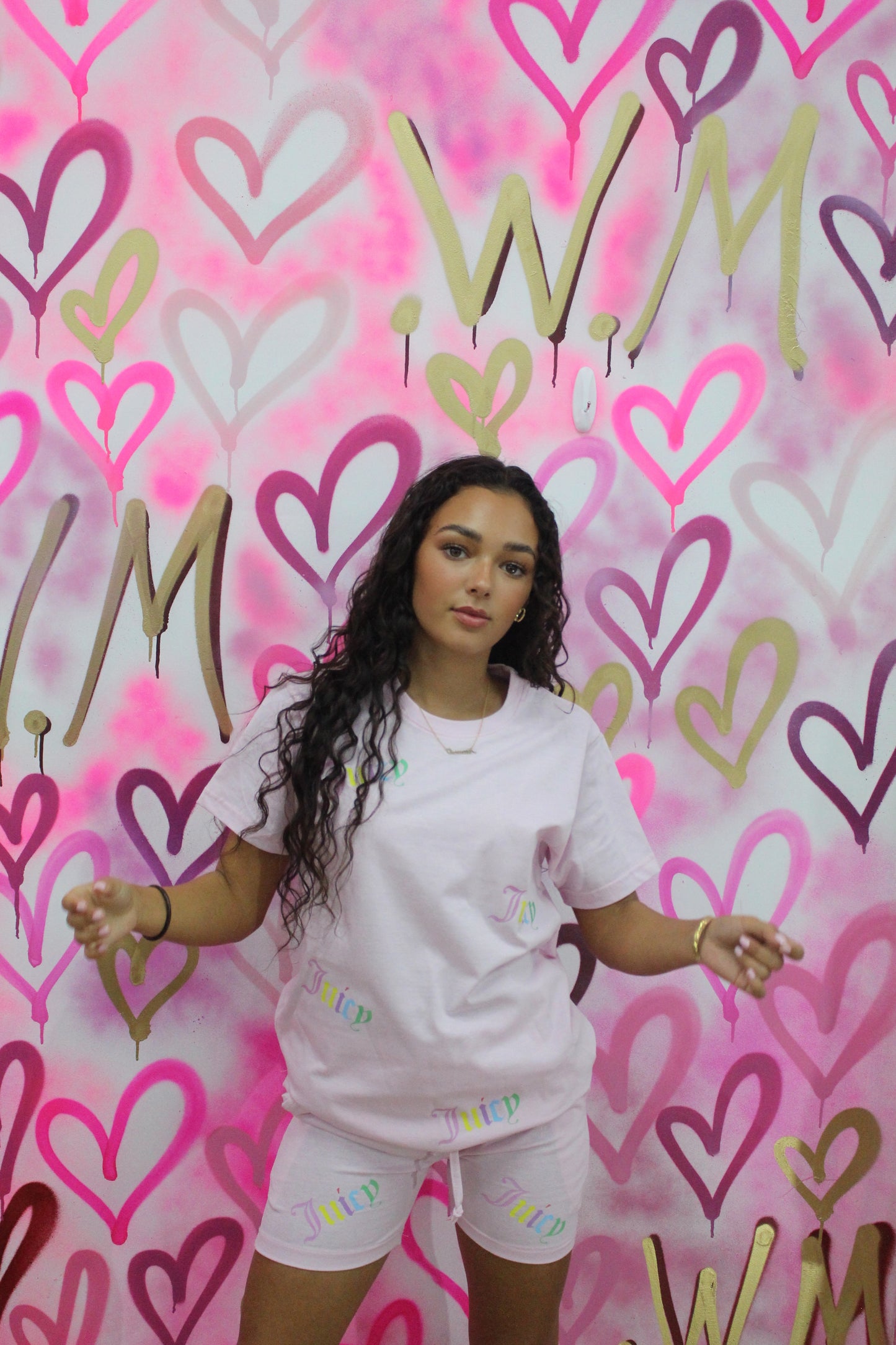 "Lucy" - Multicolour - Pink T-shirt Shorts Set