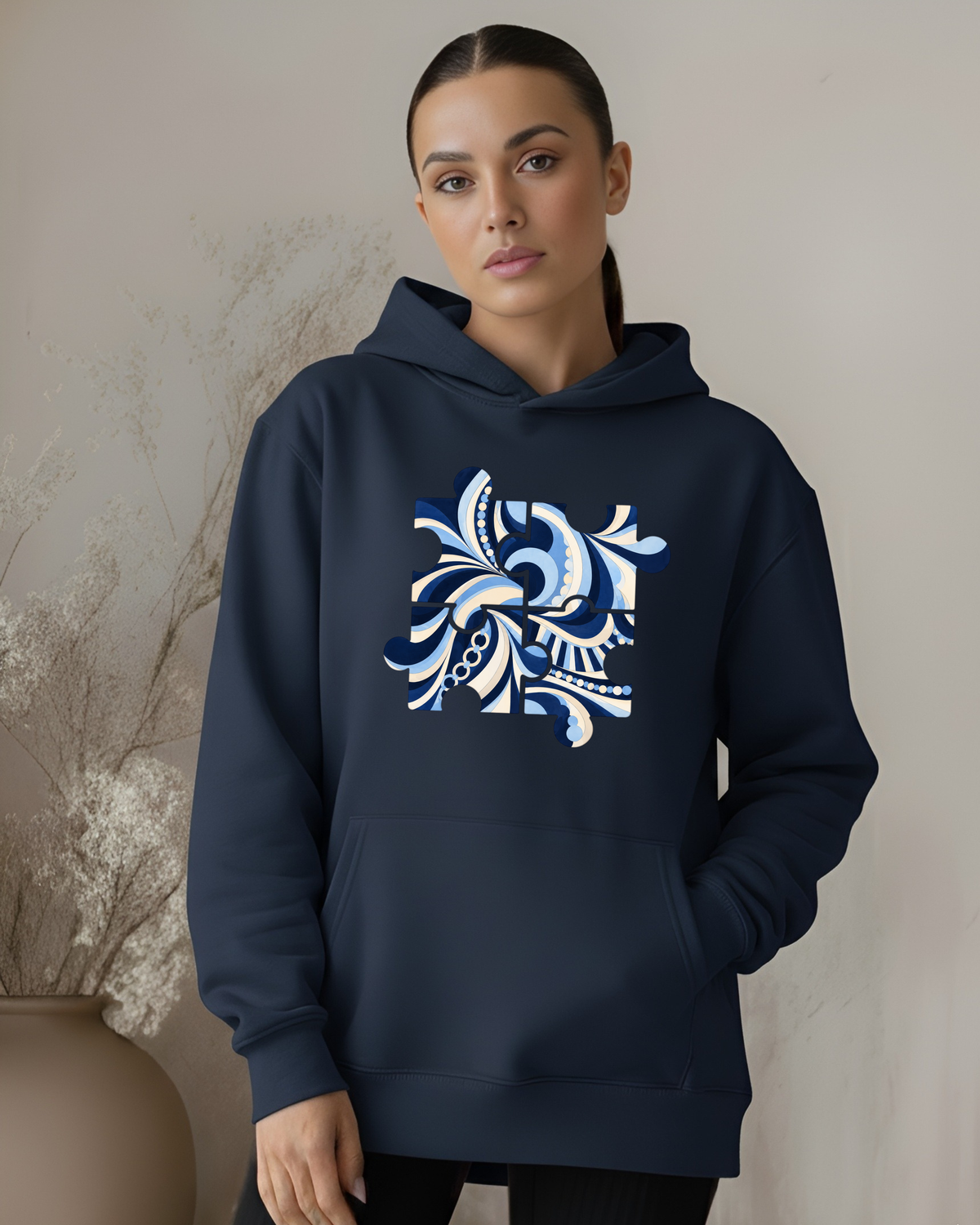 Puzzle Print Oversized Hoodie