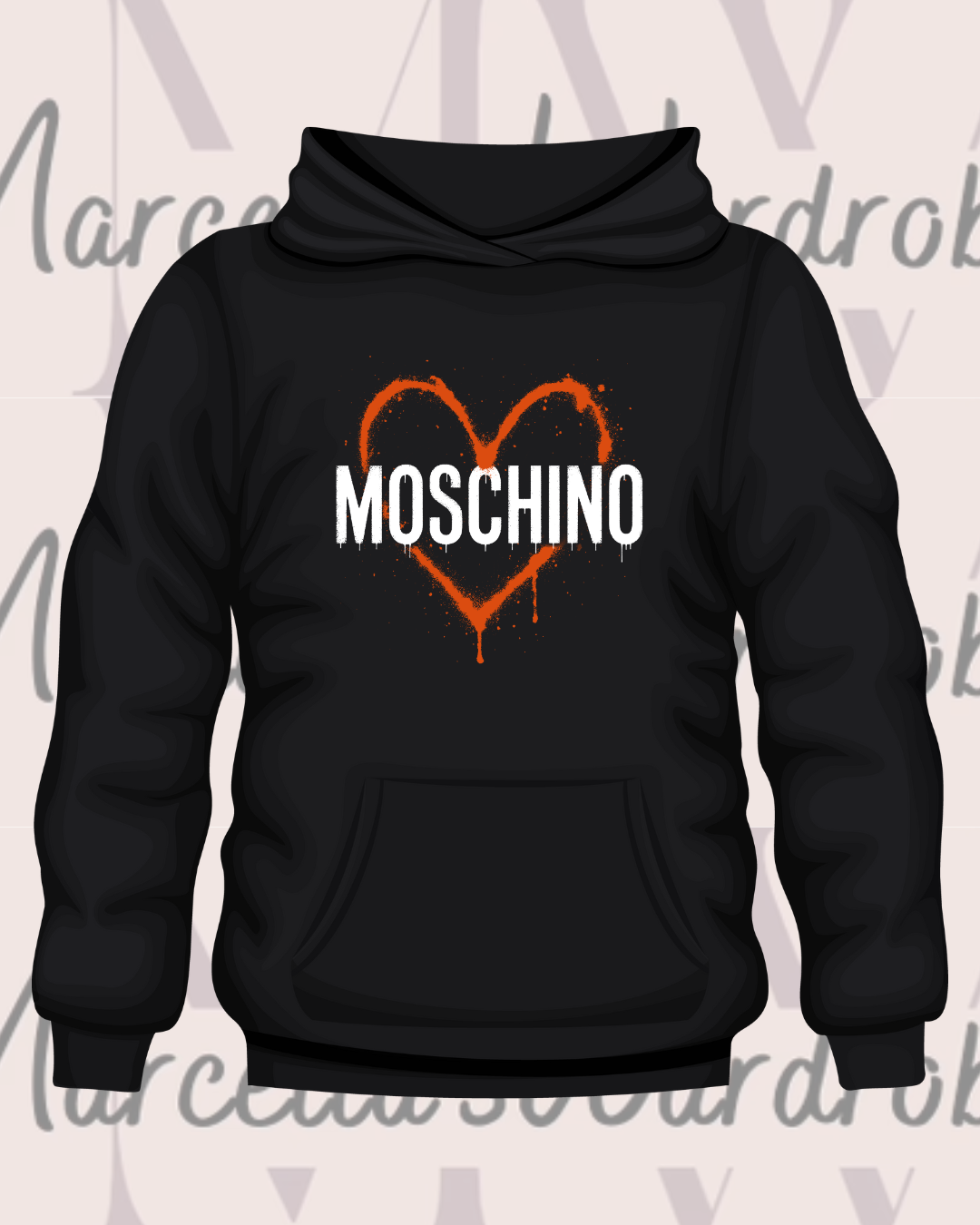 "Mosquito" Red Heart - Black Hoodie