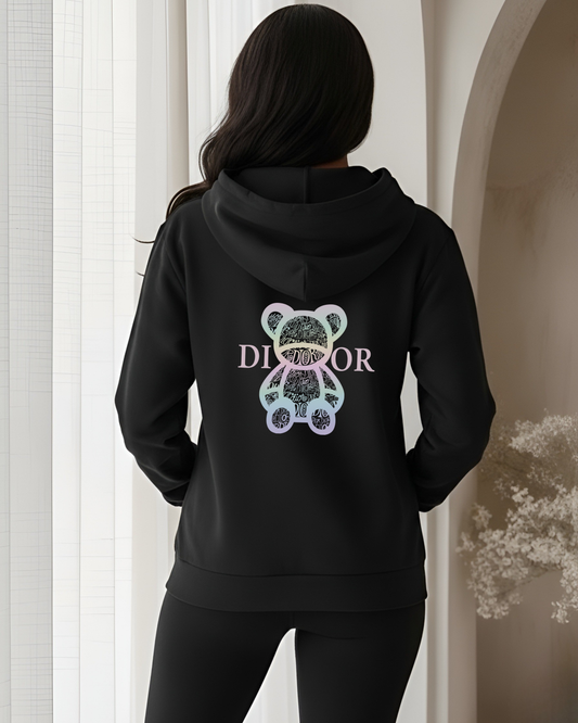 "Dion Teddy" Pastel on Black Hoodie