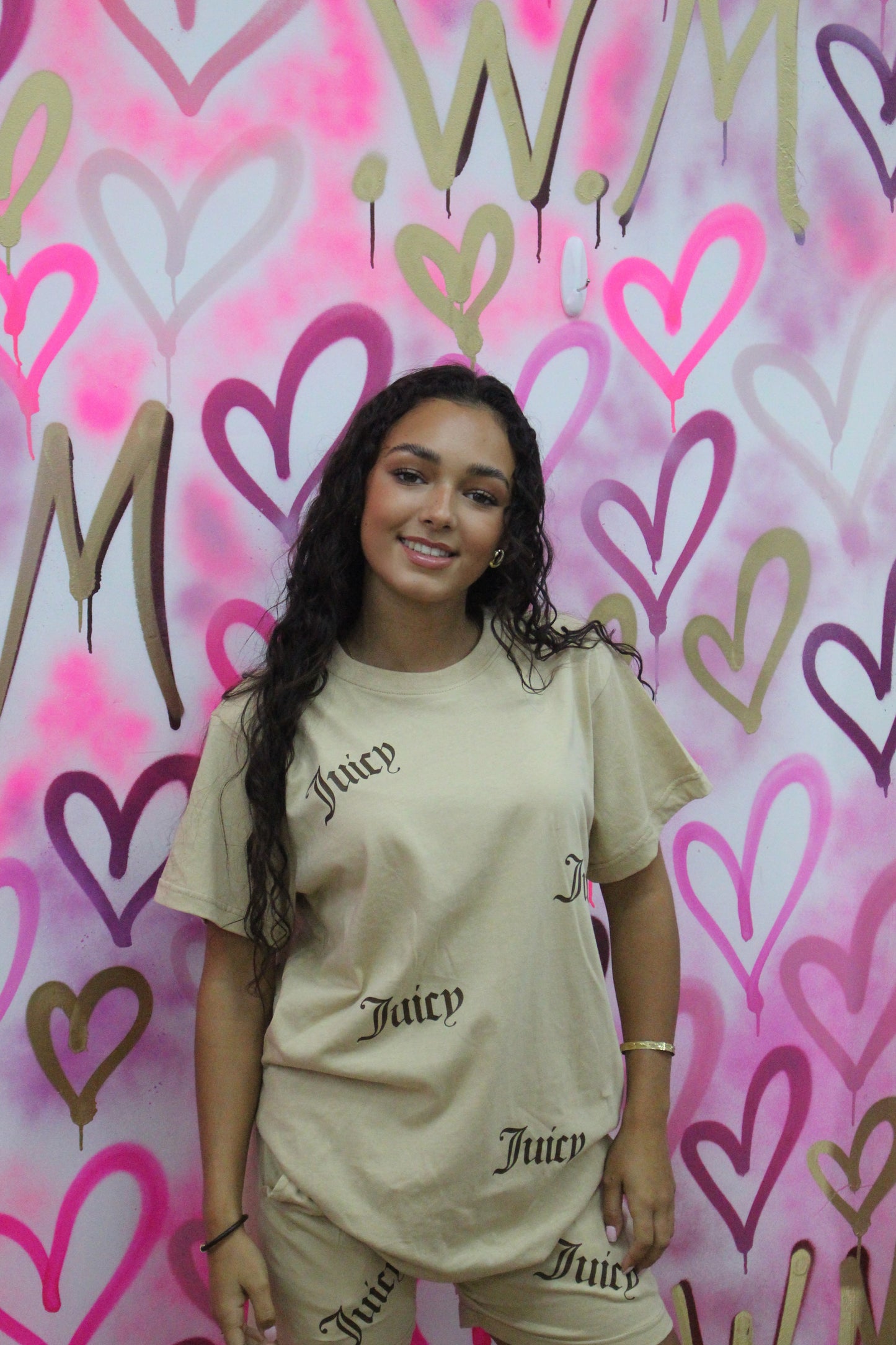 "Lucy" - Brown - Beige T-shirt Shorts Set