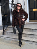 The Luxe Faux Fur Belted Jacket – Chocolate Brown
