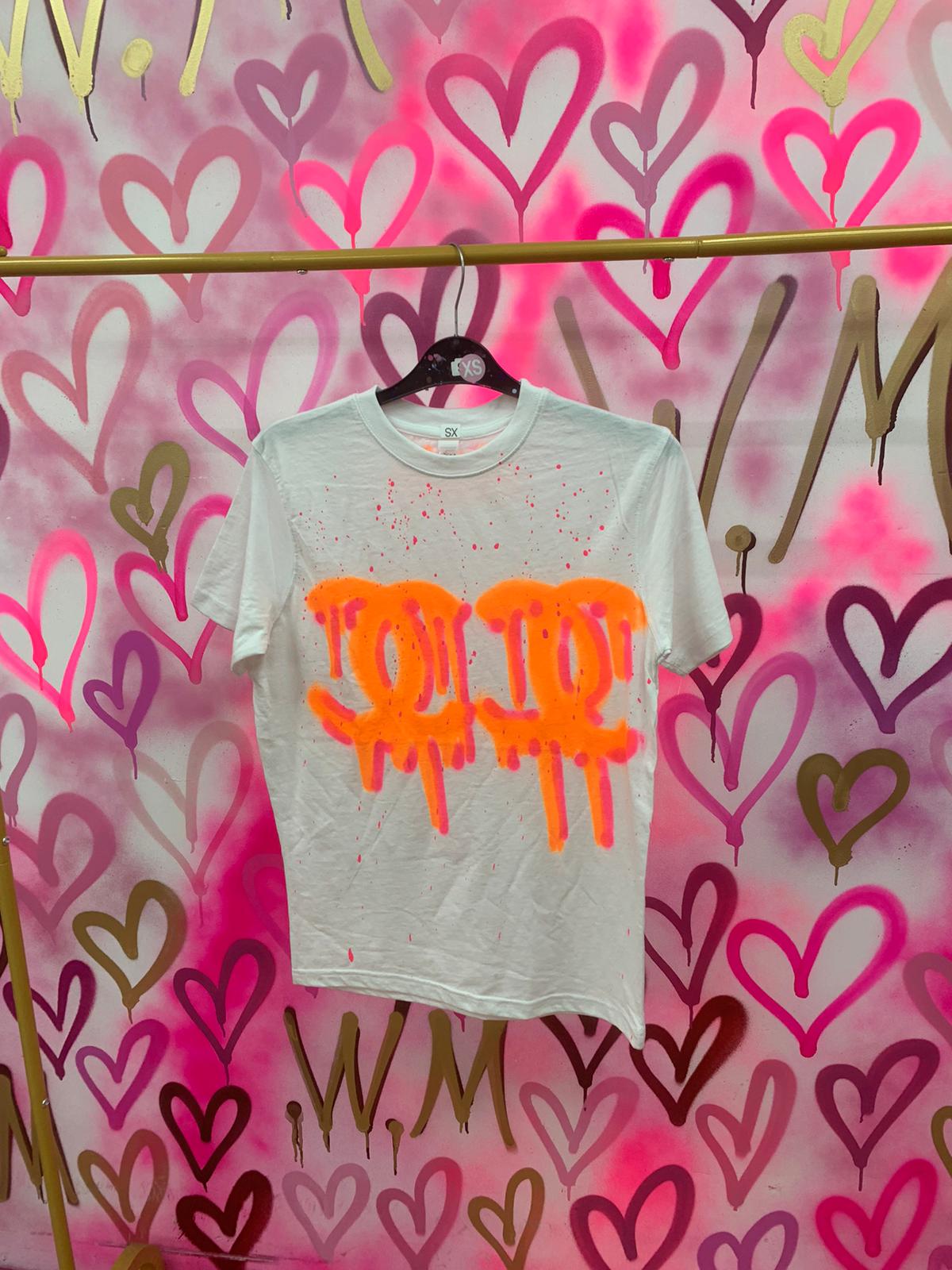 Drip City "Neon Orange" White T-shirt