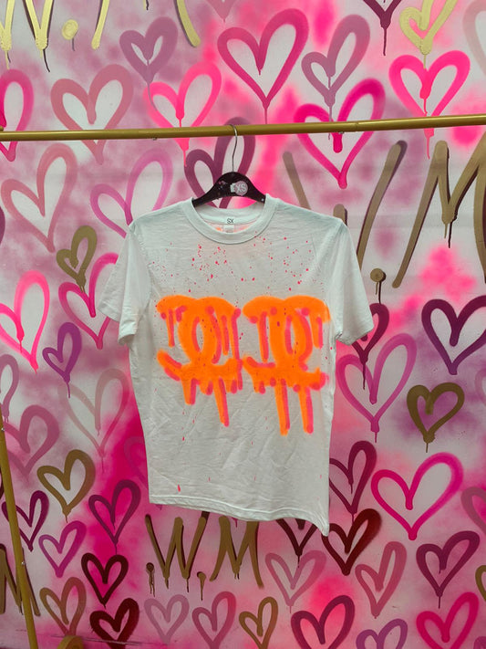 Drip City "Neon Orange" White T-shirt