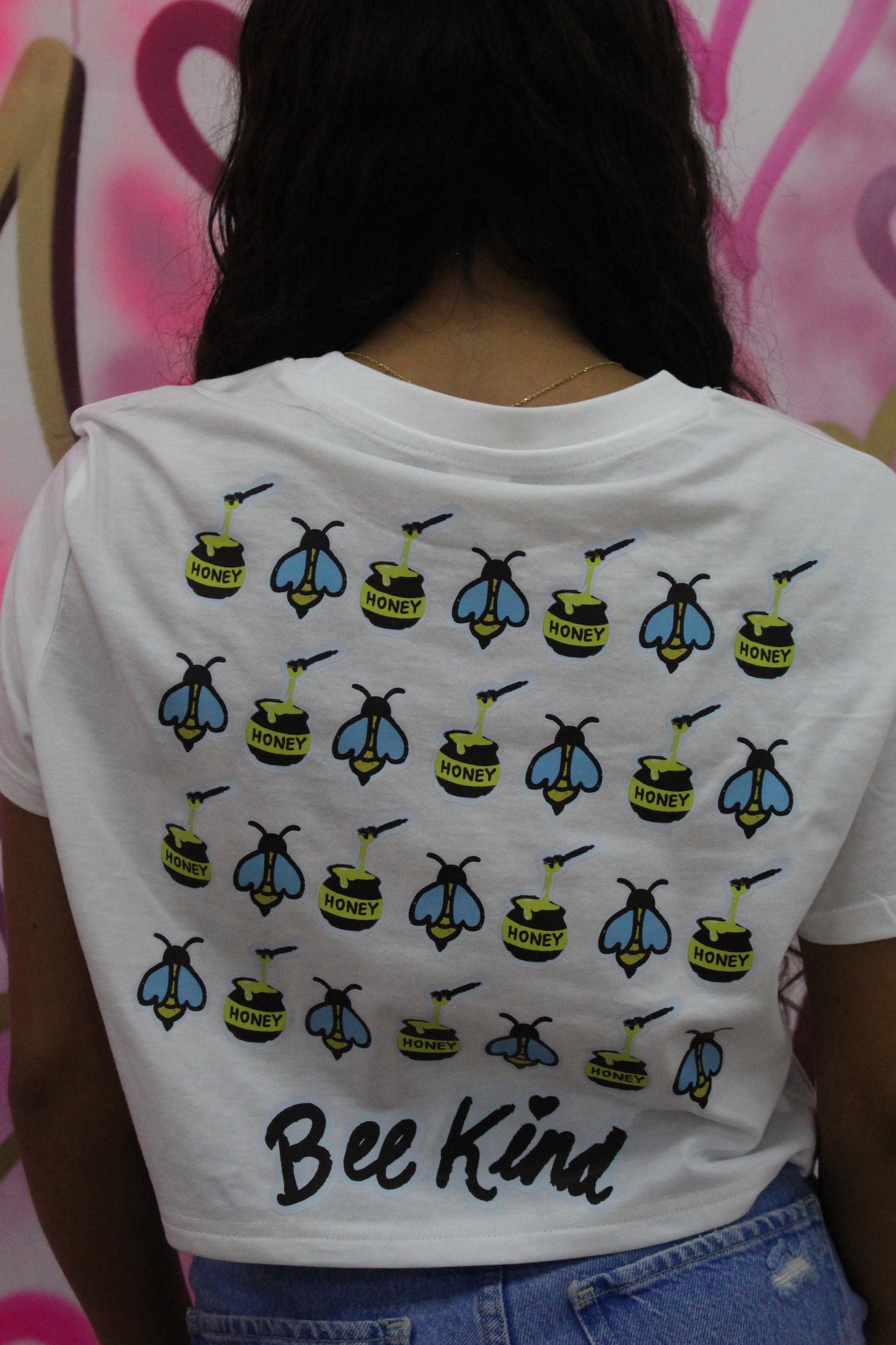 "Bee Kind" White Crop Top