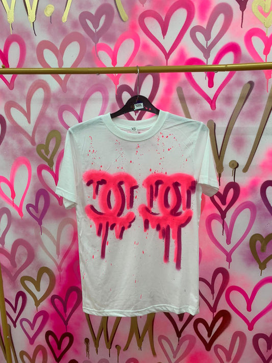 Drip City "Neon Pink" White T-Shirt